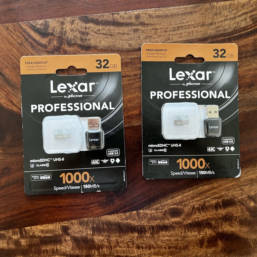 Two New 32gb Lexar by Micron professional microsdhc UHS-II 1000x
